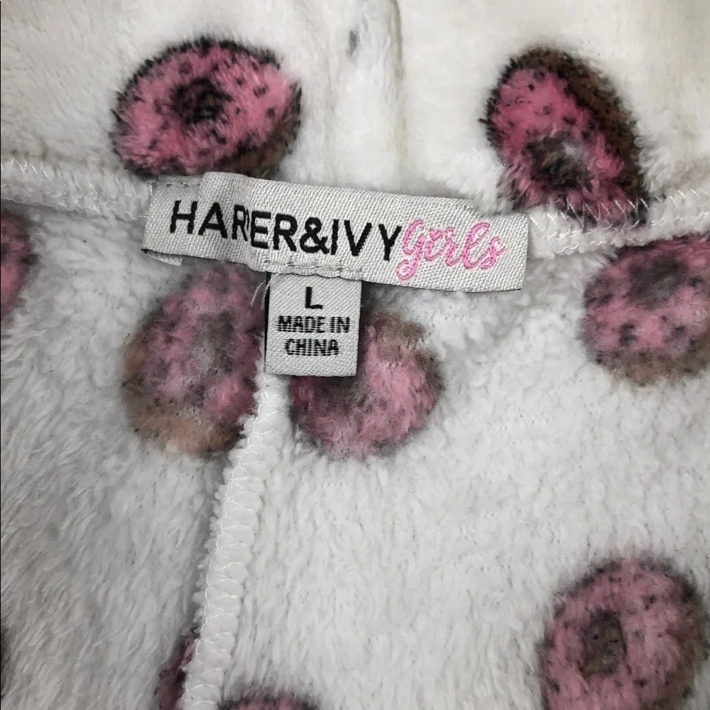 Kids Cozy Plush Pajama Bottoms with Pink Donut Design (K1)